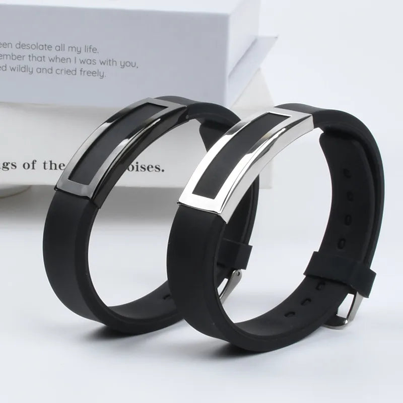 Retro Punk Geometric 201 Stainless Steel Silica Gel Plating Unisex wristband Men Cord & Leather Bracelets