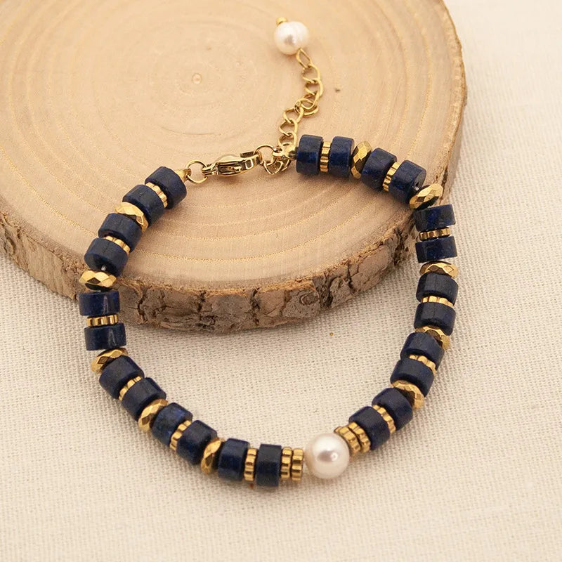 Retro Geometric Artificial Pearl natural stone Wholesale Bracelets