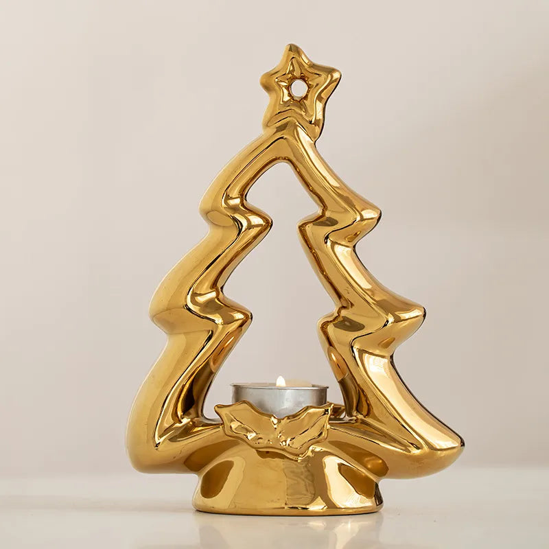 Ceramic Christmas Tree Candle Holder Halloween Scenic Spot Decoration Nordic Style Aromatherapy Candle Stand Tabletop Ornament