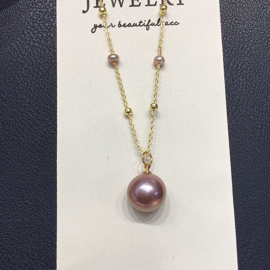 Zhuji Exquisite Edison Freshwater Pearl Pendant Necklace 18K Pack Gold Gapsophila Jewelry Gift Wholesale Live