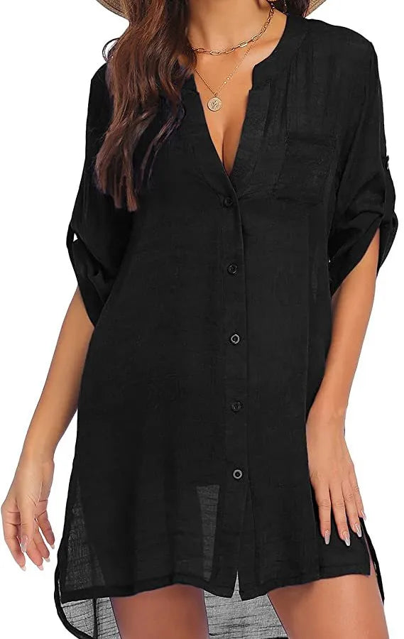 Women's Solid Color Vacation Cover Ups