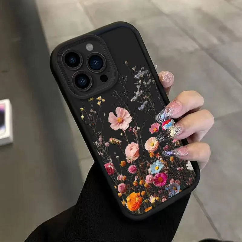 Colorful Flower Phone Case For iPhone 11/12/13/14/15/16PRO MAX XR TPU Protective Cover Unique Personality New Style Matte