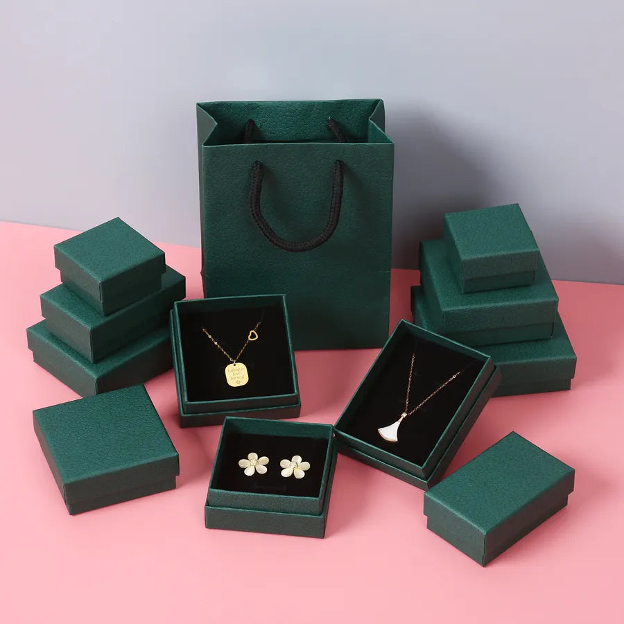 Simple Style Square Solid Color Paper Jewelry Boxes