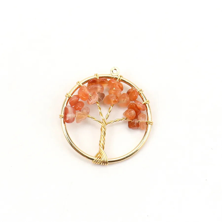 simple style lucky tree natural stone agate wholesale pendants