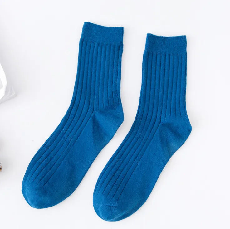 Spring and Summer new fashion solid color mid-calf socks thin sweat-absorbent breathable college style cotton men's sports socks
