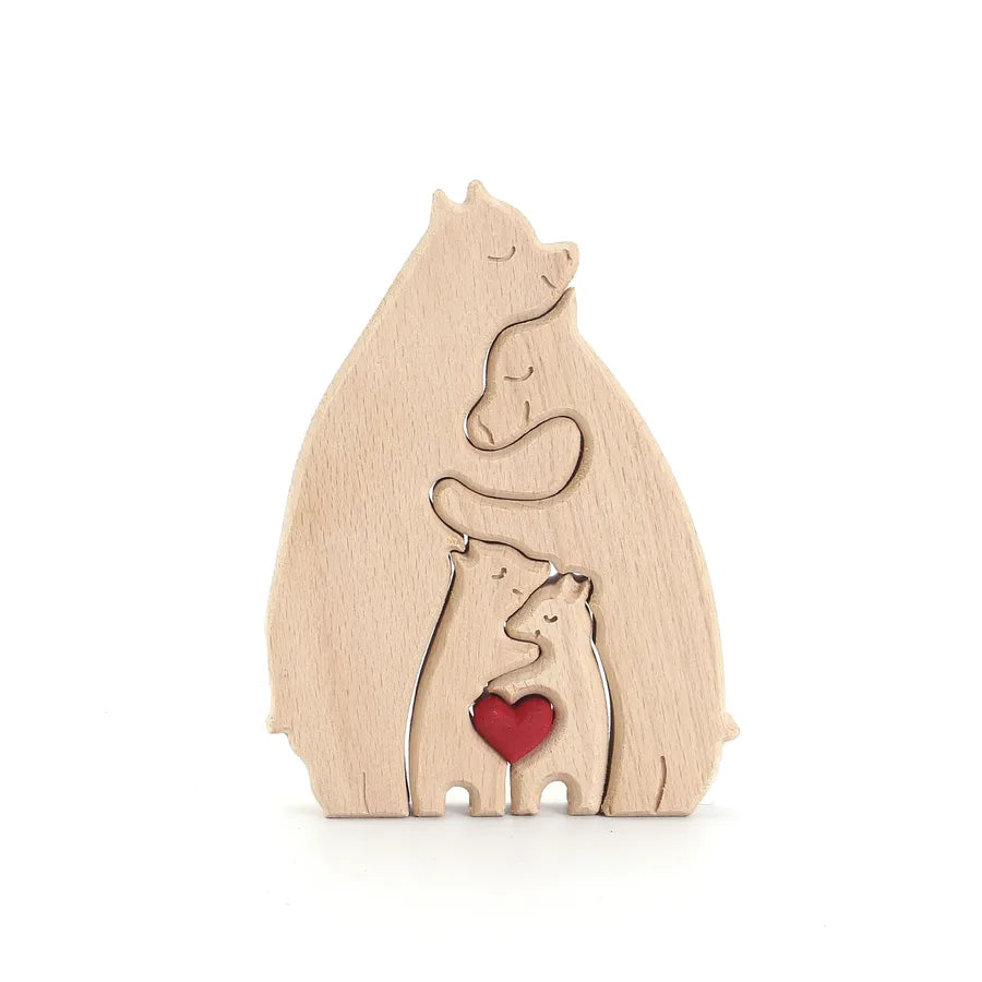 Mother'S Day Simple Style Bear Heart Shape Wood Casual Home Daily Ornaments