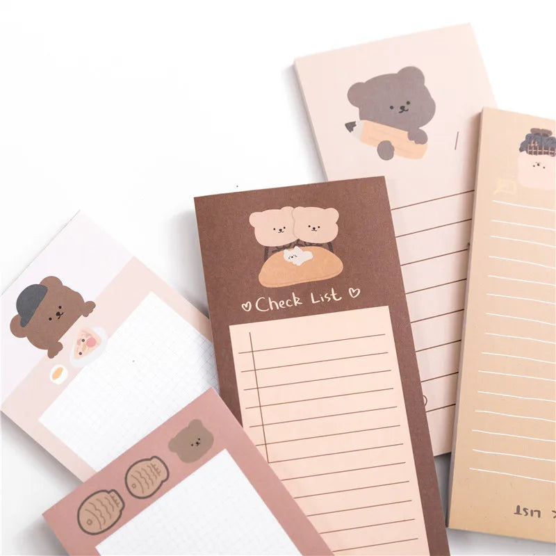 korean style ins cookie bear notepad tearable portable notes left sticky notes memo small book