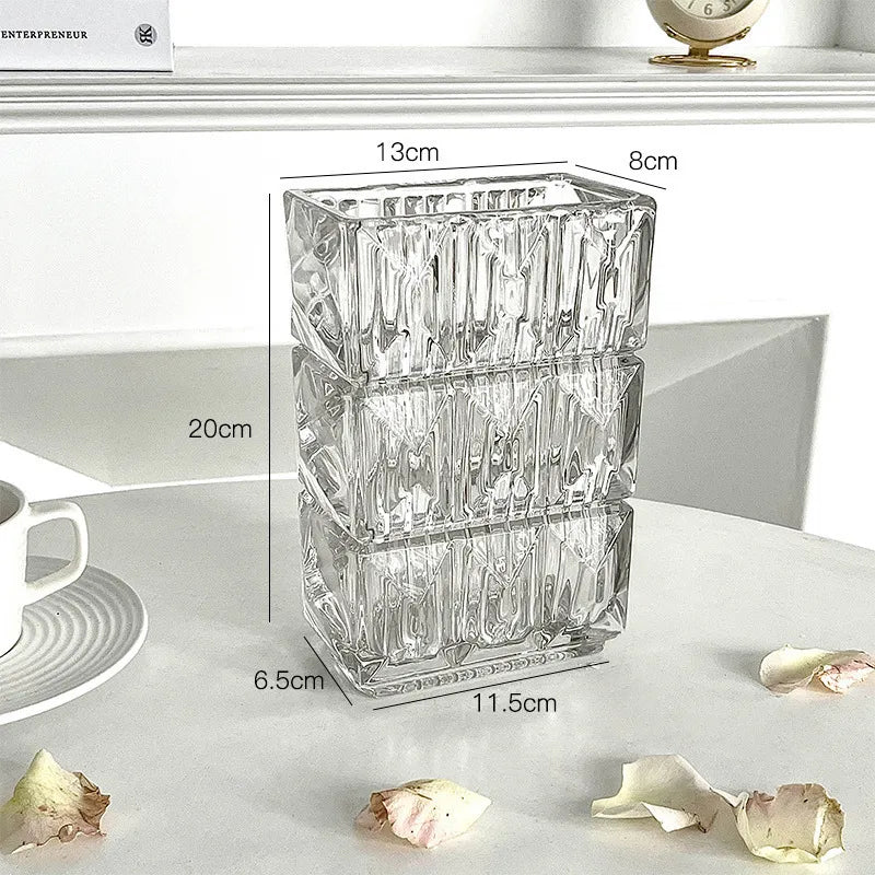 style simple crystal glass vase wholesale hydroponic living room flower arrangement transparent ornaments high-grade net red vase