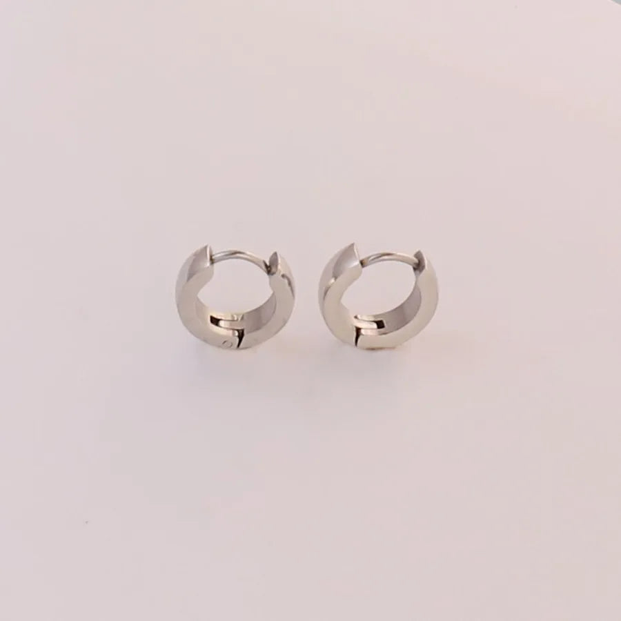 Simple Style Round Solid Color 304 Stainless Steel Earrings 1 Pair