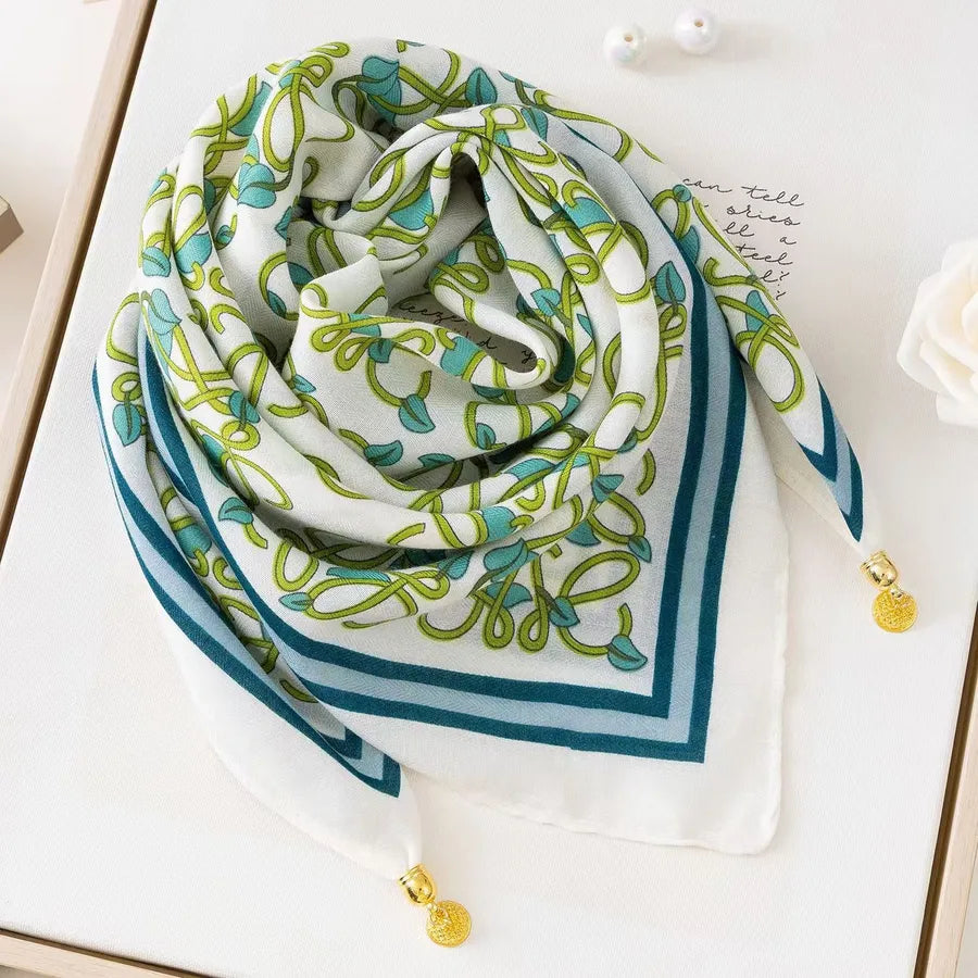 Women's Simple Style Color Block cotton and linen Silk Scarf