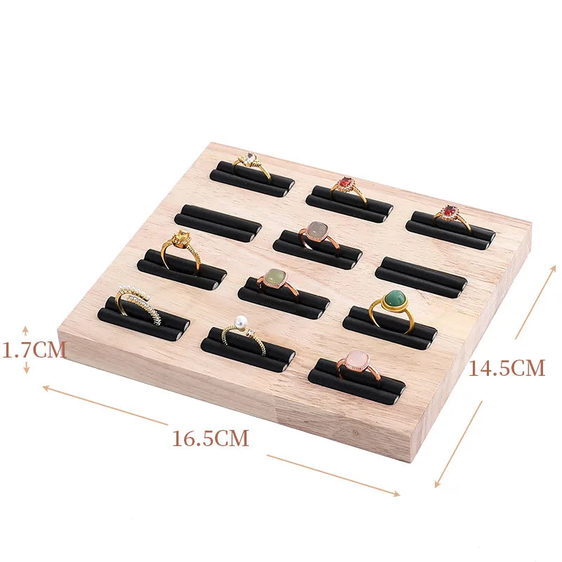 Elegant Wooden Jewelry Display Stand Ring Holder Multi-Functional Luxury Style Square Insert Plate Jewelry Accessory Showcase
