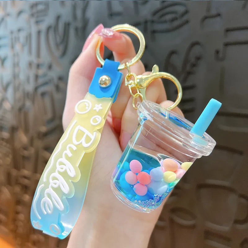 Acrylic Keychain Cute Sandflow Bottle Bag Pendant Toy Christmas Valentine Wedding Graduation Birthday Gift Keyring Decoration