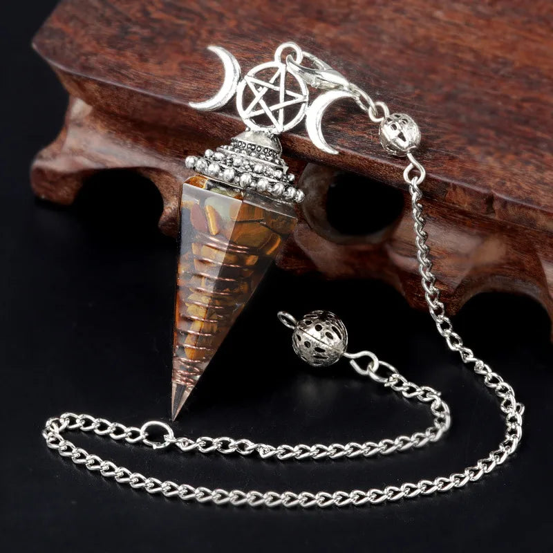 classic style color block semi-precious stone patchwork pendant necklace