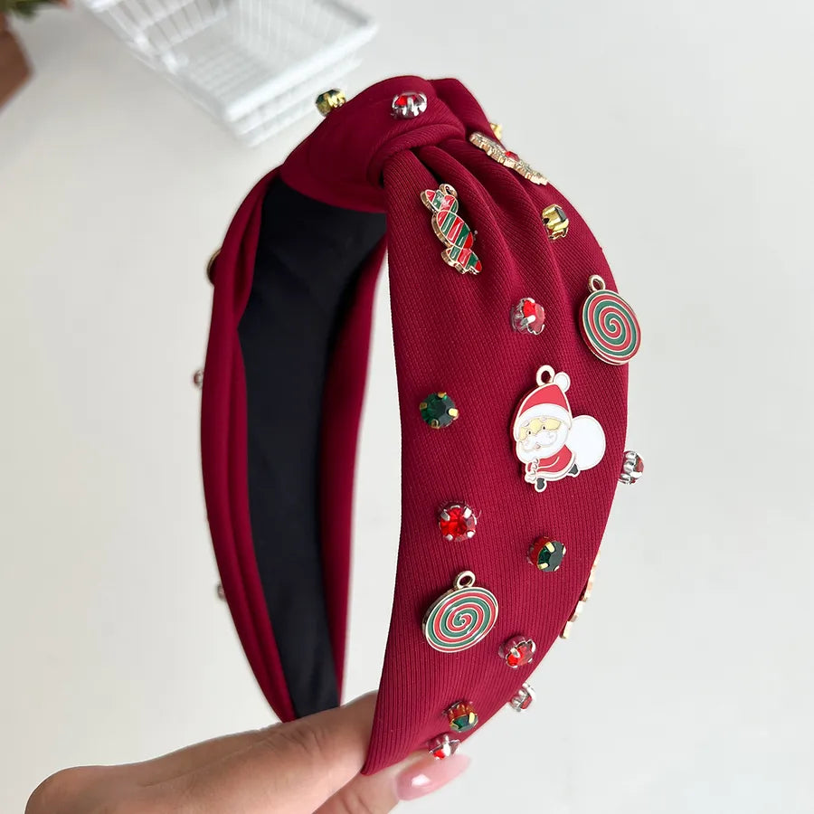 Christmas Candy Santa Claus Snowflake Hairband High Top Knot Festive Hair Accessories Women's Personalized Handmade Hairband