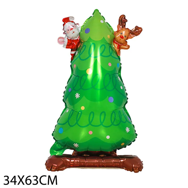Christmas Santa Claus Gift Box Snowman Aluminum Film Party Balloons