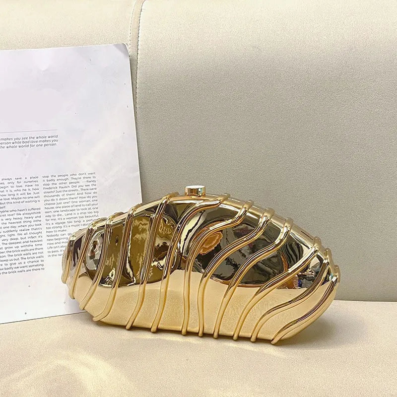 Silver Gold Pink Arylic Color Block Solid Color Oval Evening Bags