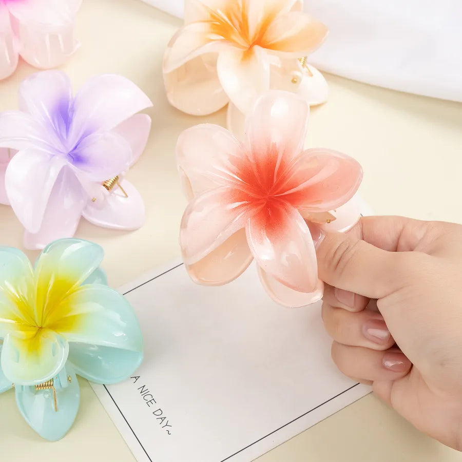 Cute Women's Plumeria Plastic Resin Stoving Varnish Hair Claws
