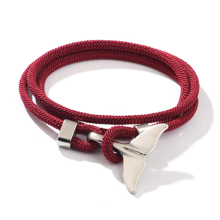 casual fish tail whale alloy rope unisex bracelets