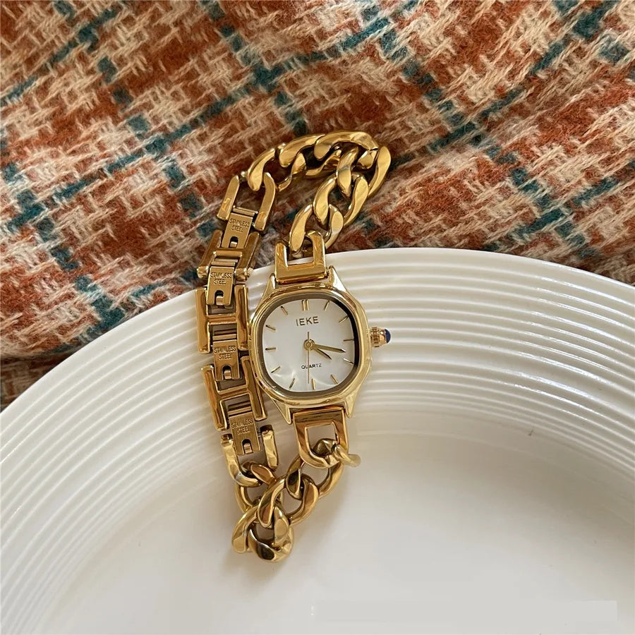 Casual Simple Style Square Horseshoe Buckle Quartz Watch