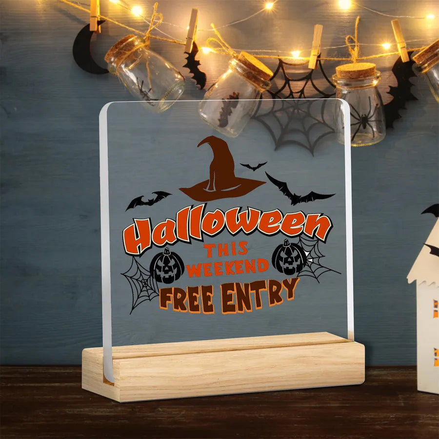 Acrylic Halloween Decorative Tabletop Wooden Ornaments Transparent Festive Home Decoration Ideal For Party Setup