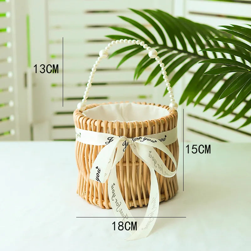 Pastoral Geometric bamboo wisteria Storage Basket
