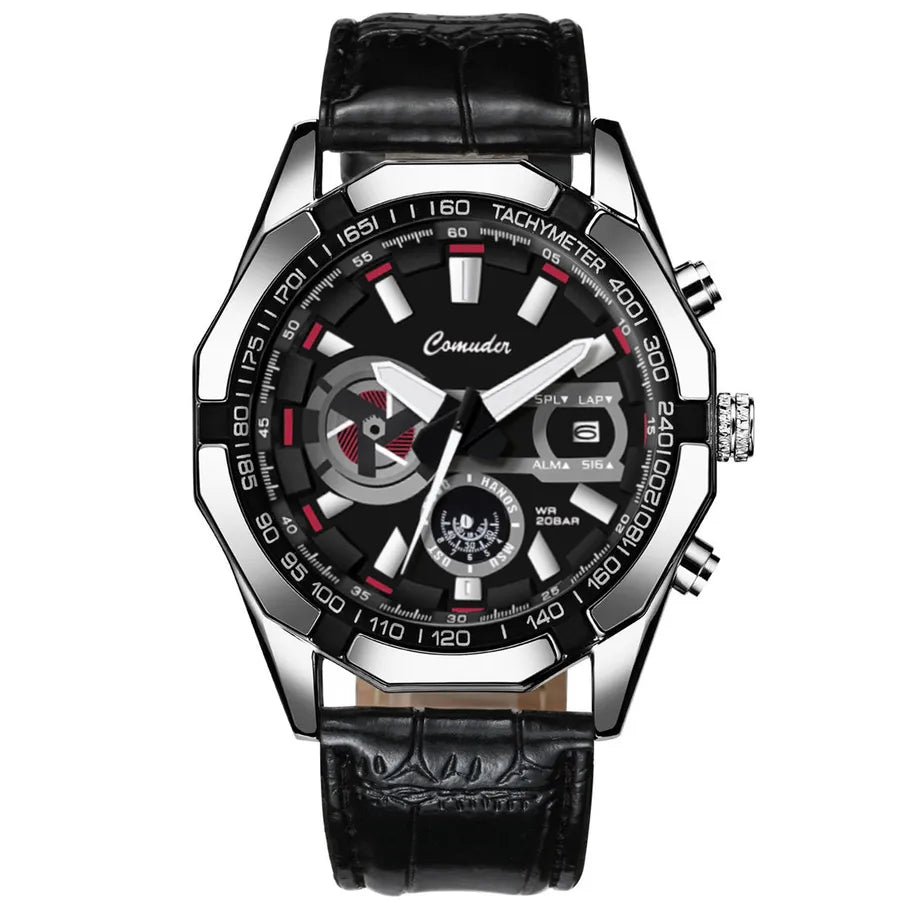 casual geometric single folding buckle quartz men's watches