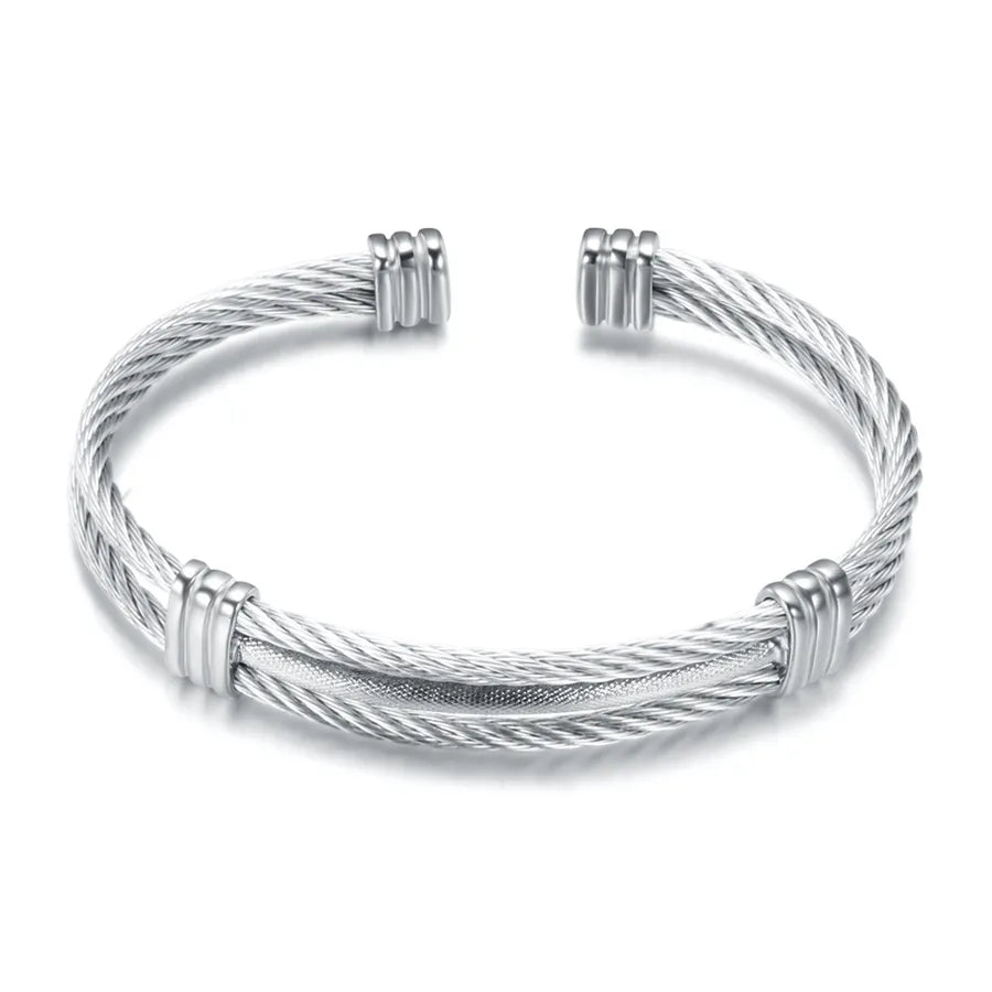 hip-hop color block stripe titanium steel plating men's bangle