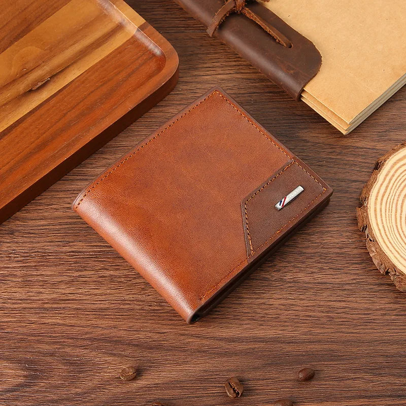 Men's Solid Color Pu Leather Open Small Wallets