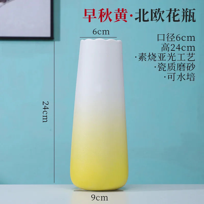 Simple Modern Star Ceramic Vase Ornaments Living Room White Porcelain Fresh Dried Flower Creative Ceramic Flower Set