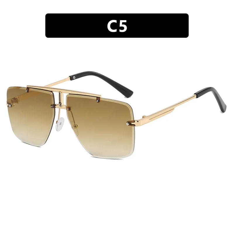 Hip-Hop Punk Streetwear Gradient Color Pc Polygon Frameless Men's Sunglasses