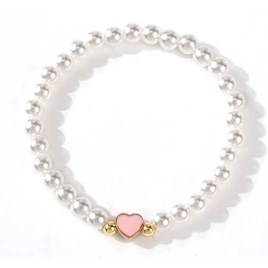 Elegant Classic Style Heart Shape Imitation Pearl Beaded Chain Beaded Bracelets Wholesale