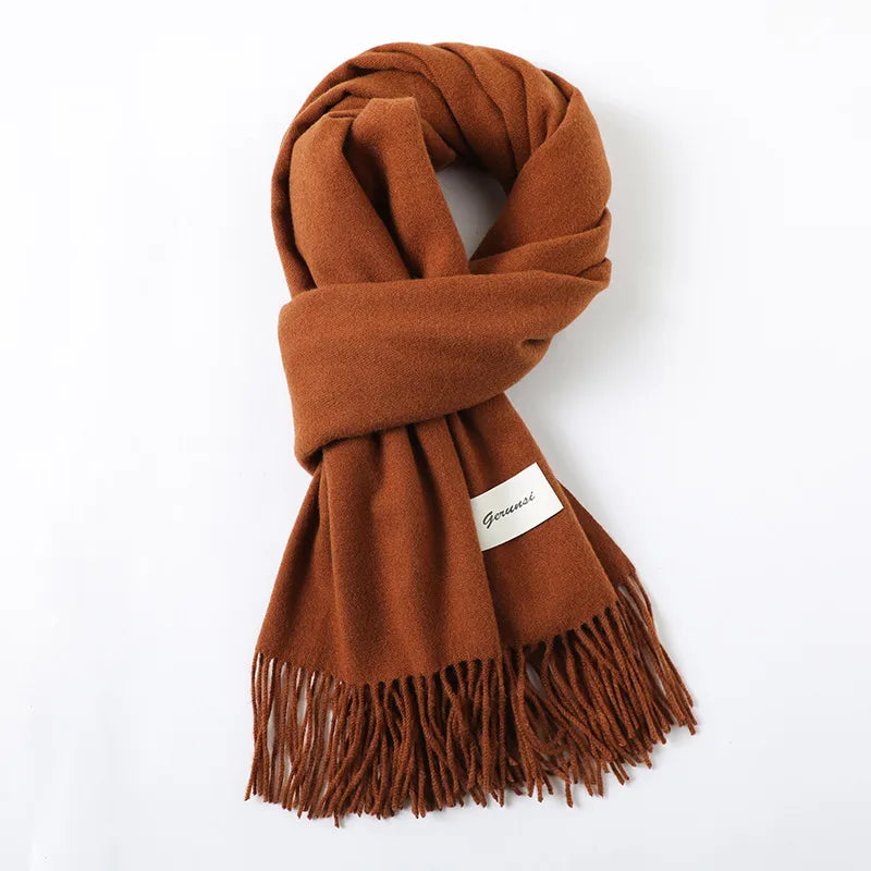 women's simple style solid color imitation cashmere scarf