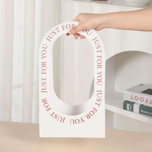 Foldable Handheld Paper Flower Basket Hollow Out Design Valentine's Day Bouquet Box Ins Style Birthday Gift Packaging Box