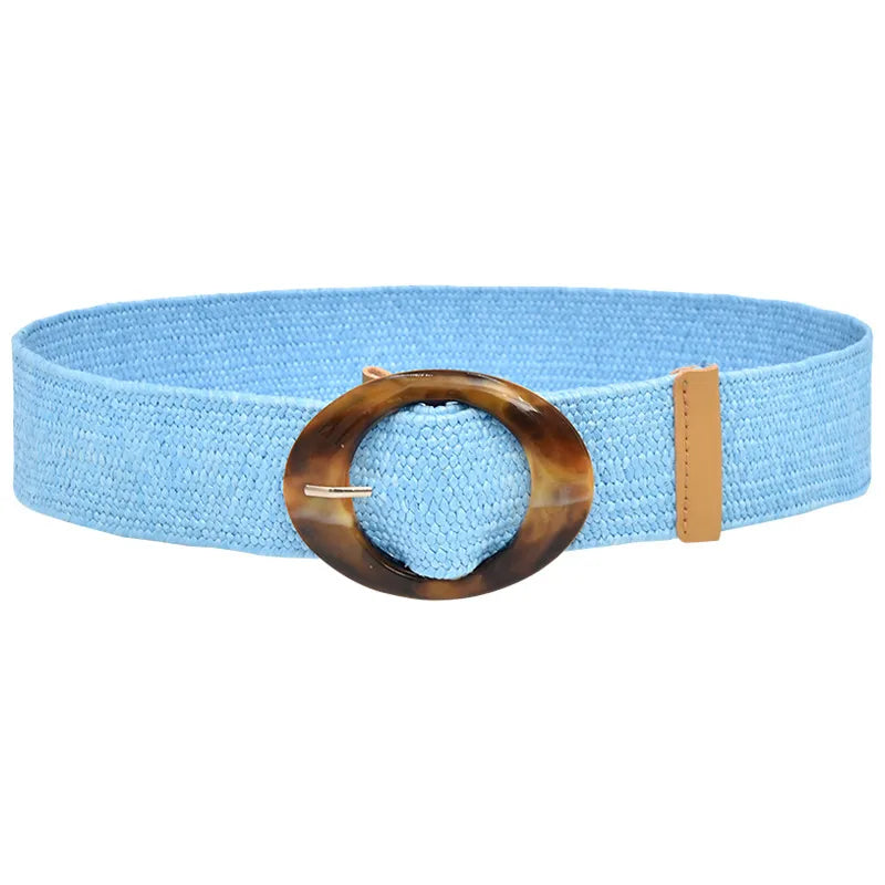Retro Commute Stripe Solid Color Straw Women's Woven Belts