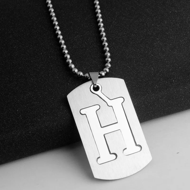 Hip-Hop Simple Style Letter 304 Stainless Steel Hollow Out Men's Pendant Necklace