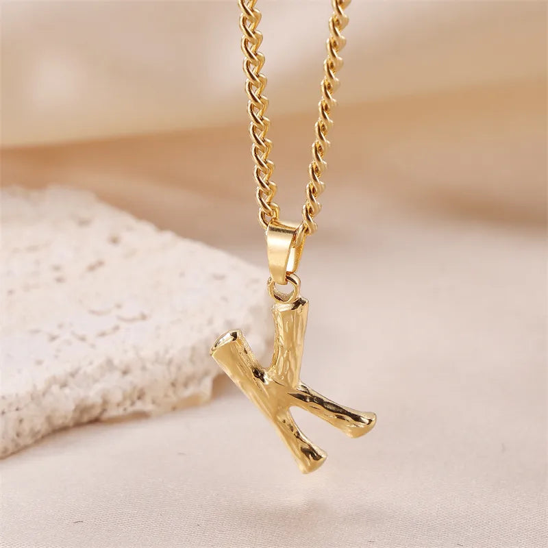 Wholesale Jewelry Sweet Simple Style Artistic Letter 201 Stainless Steel 304 Stainless Steel 18K Gold Plated Plating Pendant Necklace