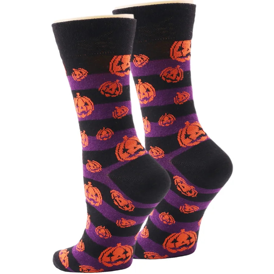Halloween Casual Unisex Pumpkin Cartoon Bat Nylon Cotton Jacquard Crew Socks