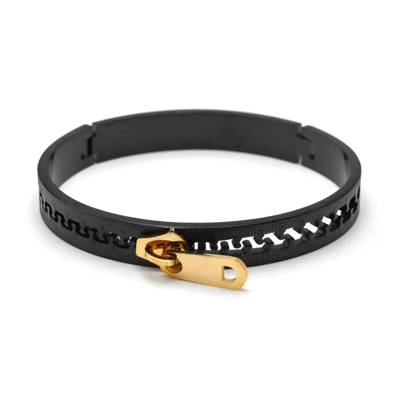 Cool Style Zipper 304 Stainless Steel Bangle In Bulk
