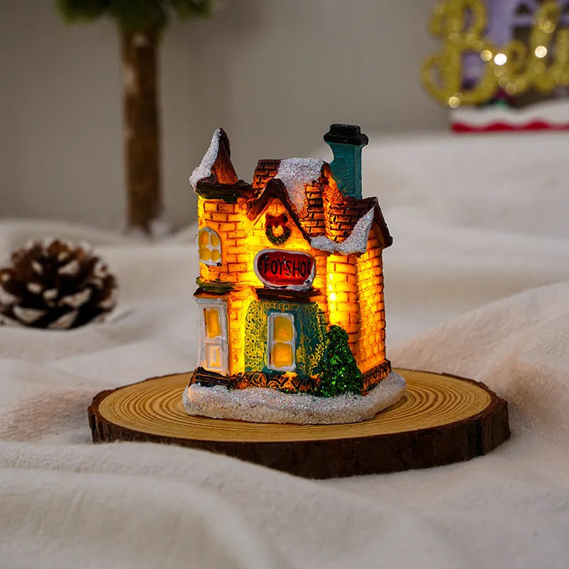 Christmas Vintage Style House Resin Daily Festival Ornaments