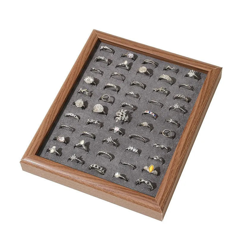 Creative Wooden Jewelry Display Tray Earring Storage Plate Jewelry Box Showcase Props Stand Wood Grain Pattern