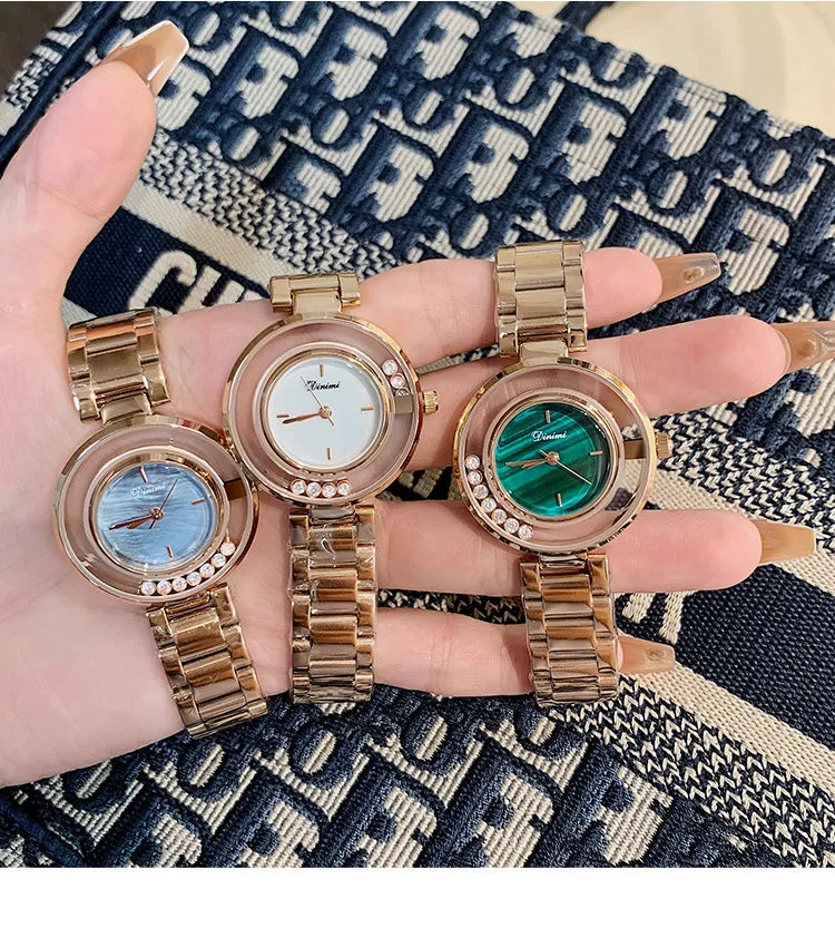 Simple Style Solid Color Butterfly Double Snap Quartz Watch Women's Watches