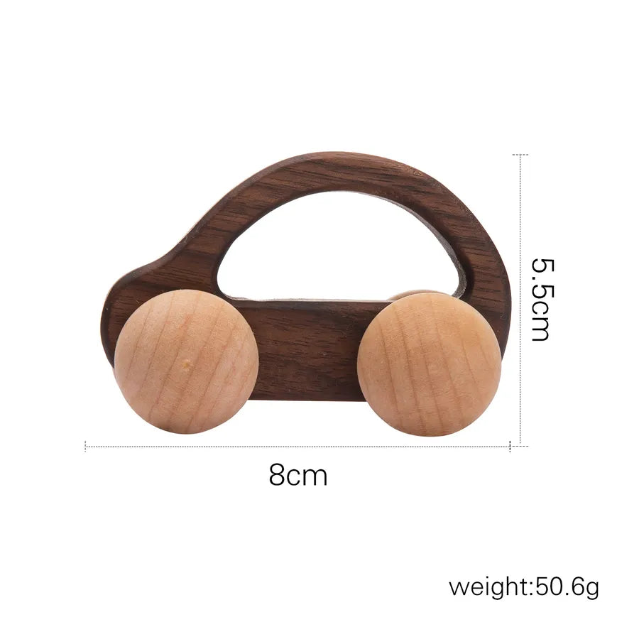 Walnut Wooden Mini Color Car Children's Early Education Educational Building Blocks Toys Baby Cart