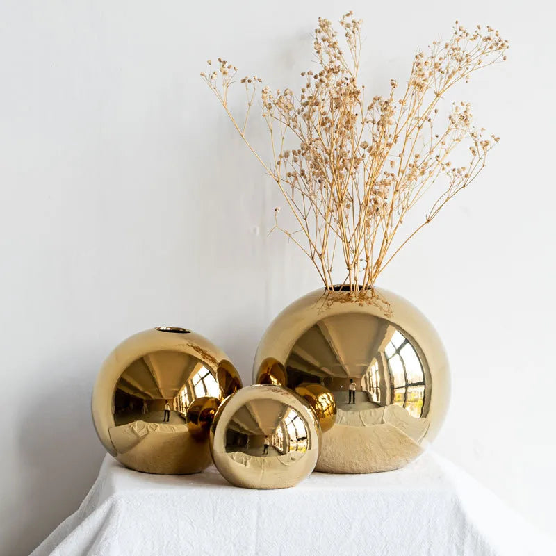 simple style ball high temperature porcelain vase artificial decorations