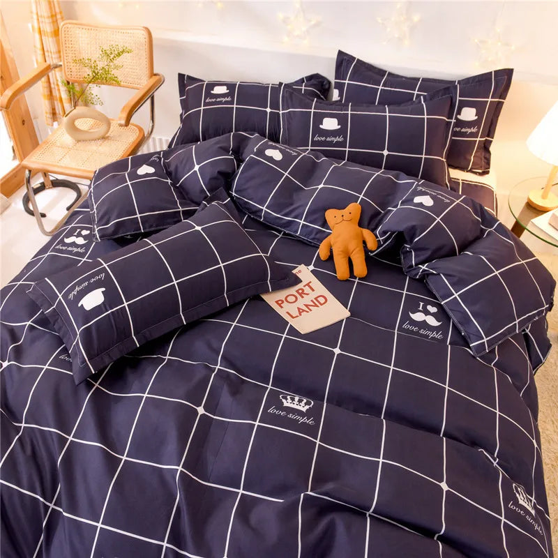 Factory wholesale Aloe cotton four-piece bedding set student dormitory quilt sheet 4-piece one-piece delivery