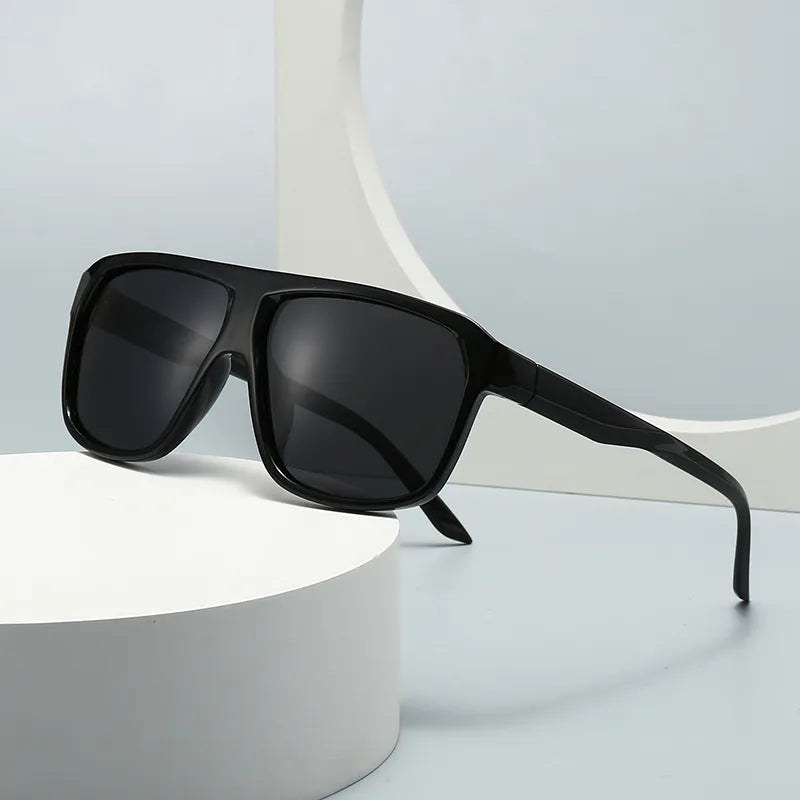 Casual Modern Style Solid Color PC Polarized Light Square Full Frame Men's Sunglasses
