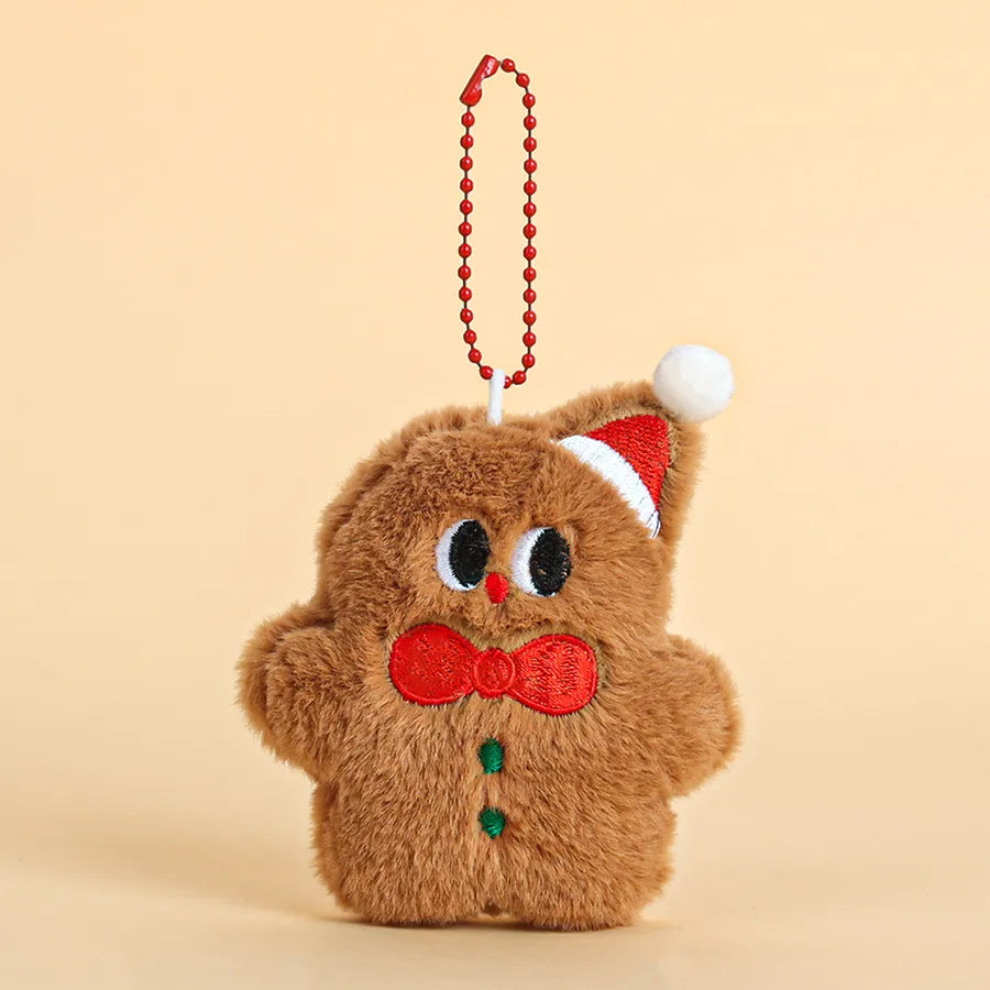 Adorable Plush Christmas Series Keychain Pendant Small Gift Street Stall Popular Miniature Hanging Ornament Soft Fabric Material