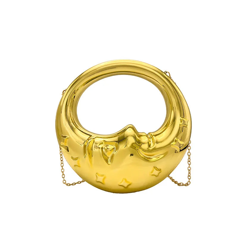 Gold Silver colour Arylic Moon Solid Color Dumpling Shape Evening Bags