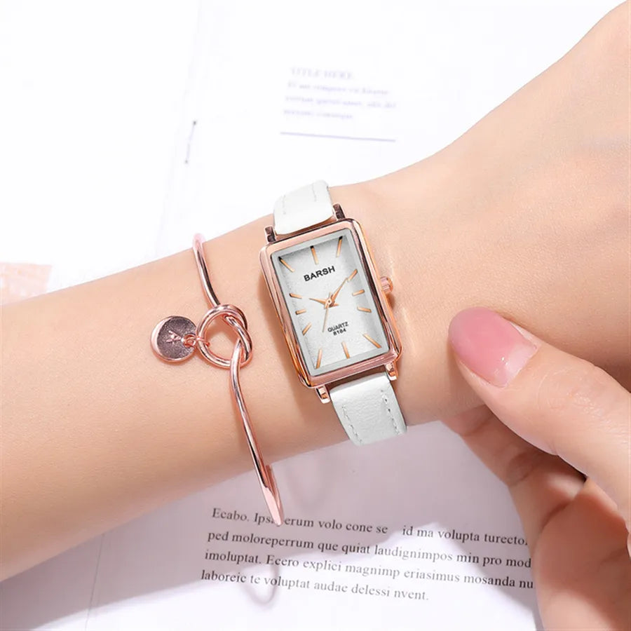 fashion rectangle buckle quartz women's watches