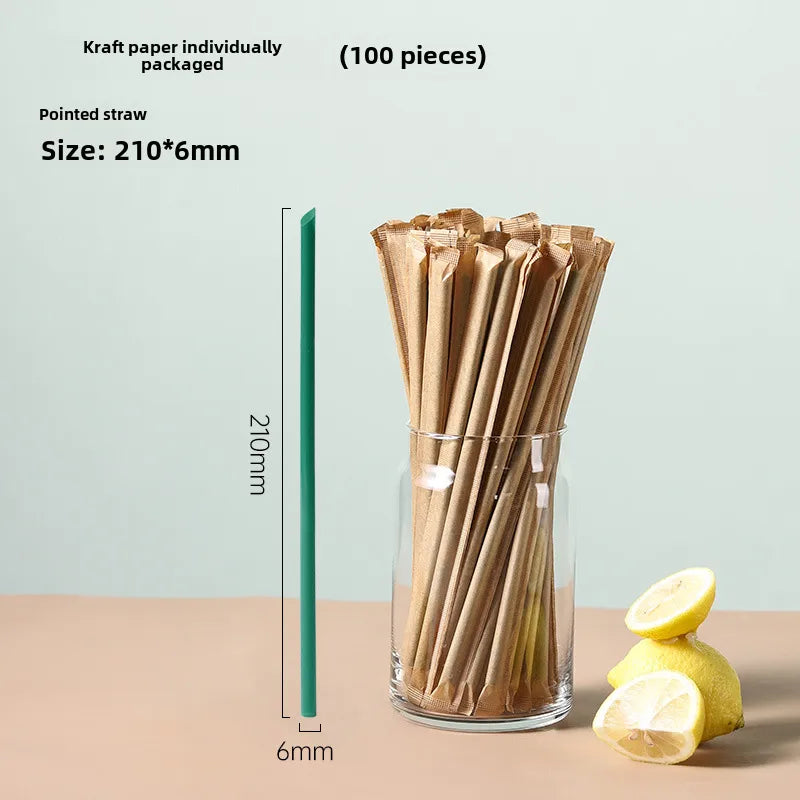 Disposable straw thick separate packaging commercial food grade plastic green hot drink pearl milk tea coffee special thin