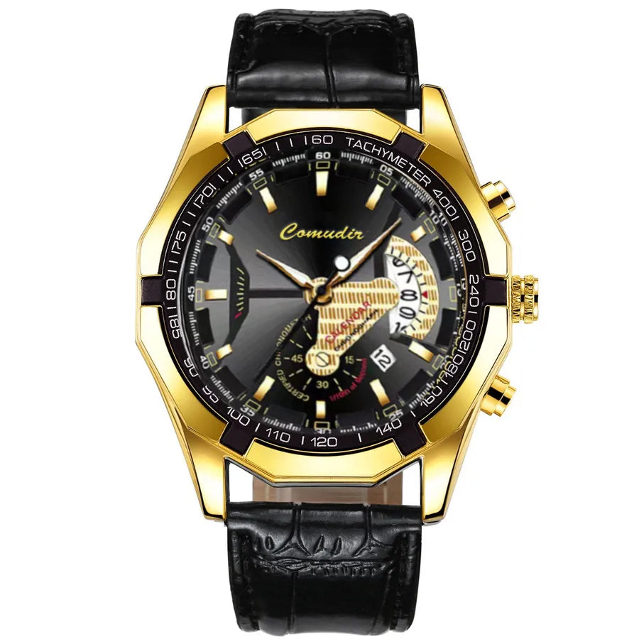 casual geometric single folding buckle quartz men's watches